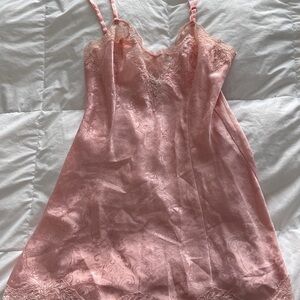Victoria's Secret Pink Satin Lace Slip Vintage Gold Label